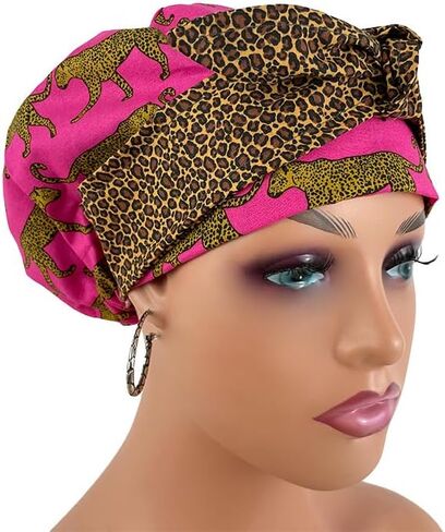 European with Bow Scrub Cap Ribbon – Fine Leopardos - Scrub Hat for Women & Men tie Back | Working Cap with Holder. Bouffant, Scrub Hats for Women, Nurses Hats | Dr. Hats in Saudi Arabia