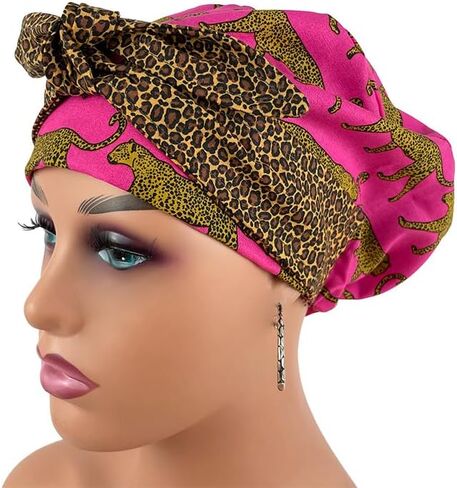 European with Bow Scrub Cap Ribbon – Fine Leopardos - Scrub Hat for Women & Men tie Back | Working Cap with Holder. Bouffant, Scrub Hats for Women, Nurses Hats | Dr. Hats in Saudi Arabia