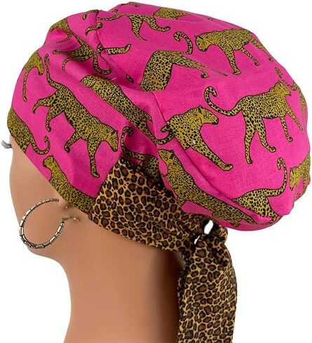 European with Bow Scrub Cap Ribbon – Fine Leopardos - Scrub Hat for Women & Men tie Back | Working Cap with Holder. Bouffant, Scrub Hats for Women, Nurses Hats | Dr. Hats in Saudi Arabia