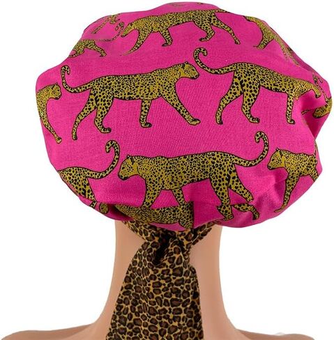 European with Bow Scrub Cap Ribbon – Fine Leopardos - Scrub Hat for Women & Men tie Back | Working Cap with Holder. Bouffant, Scrub Hats for Women, Nurses Hats | Dr. Hats in Saudi Arabia
