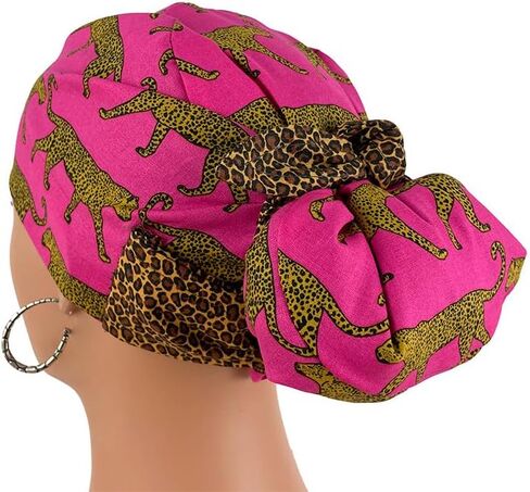 European with Bow Scrub Cap Ribbon – Fine Leopardos - Scrub Hat for Women & Men tie Back | Working Cap with Holder. Bouffant, Scrub Hats for Women, Nurses Hats | Dr. Hats in Saudi Arabia
