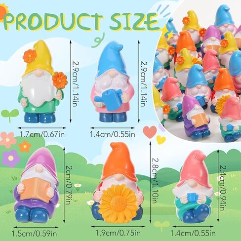 50Pcs Spring Mini Resin Gnomes Miniature Tiny Gnome Figurines Mini Resin Fairy Statues for Garden Landscape Dollhouse DIY Crafts in Saudi Arabia