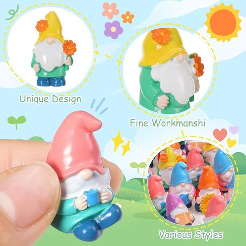 50Pcs Spring Mini Resin Gnomes Miniature Tiny Gnome Figurines Mini Resin Fairy Statues for Garden Landscape Dollhouse DIY Crafts in Saudi Arabia
