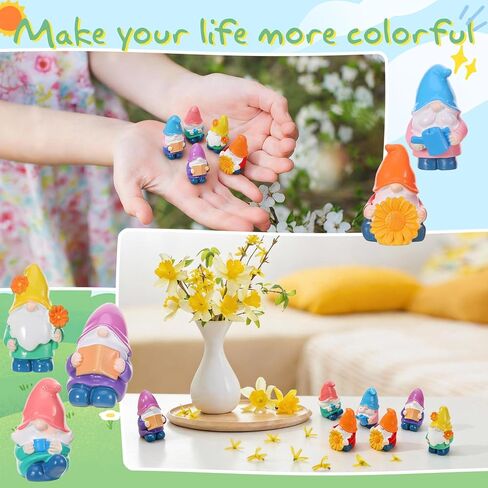 50Pcs Spring Mini Resin Gnomes Miniature Tiny Gnome Figurines Mini Resin Fairy Statues for Garden Landscape Dollhouse DIY Crafts in Saudi Arabia