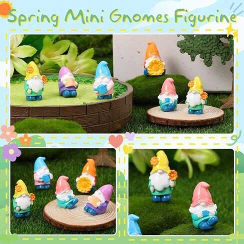 50Pcs Spring Mini Resin Gnomes Miniature Tiny Gnome Figurines Mini Resin Fairy Statues for Garden Landscape Dollhouse DIY Crafts in Saudi Arabia