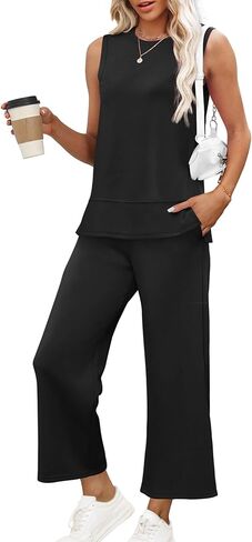 XIEERDUO Women's 2 Piece Outfits Summer Travel Tracksuit Loose Wide Leg Loungewear Comfy Lounge Sets S-3XL in Kuwait