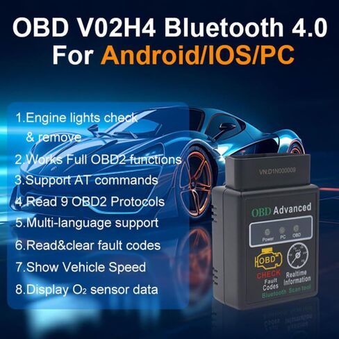 OBD Advanced OBD2 Bluetooth Scanner, Car Diagnostic Tool with Real-time Data, Engine Fault Code Reader for Android iOS Windows, Vehicle Battery Powered, Pack of 1 in Saudi Arabia