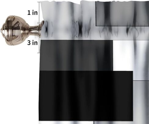 Gray and Black Valance Curtain Gray White Geometric Silver Dark Abstract Square Art Rod Pocket Valance Window Treatments Short Curtains for Kitchen Living Room Decor 54x18inch in Saudi Arabia