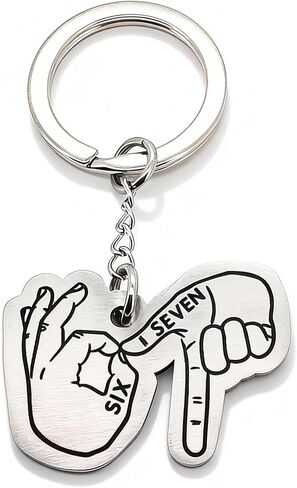 67 Keychain Stainless Steel Hand Gesture, Funny Six Seven Meme Key Ring, Backpack Bag Pendant Charm, Teen Gift for Boys Girls, Party Favor Bag Stuffers in Saudi Arabia
