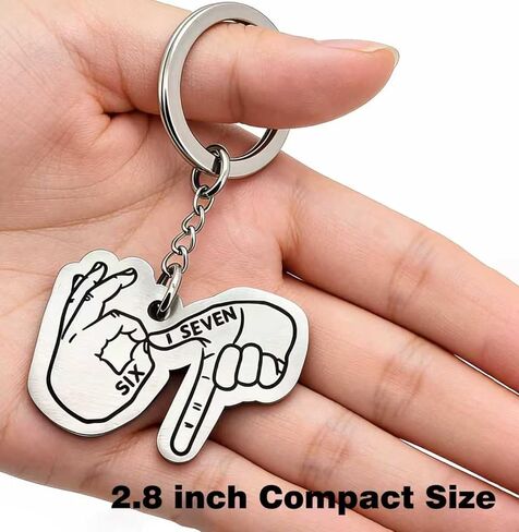 67 Keychain Stainless Steel Hand Gesture, Funny Six Seven Meme Key Ring, Backpack Bag Pendant Charm, Teen Gift for Boys Girls, Party Favor Bag Stuffers in Saudi Arabia