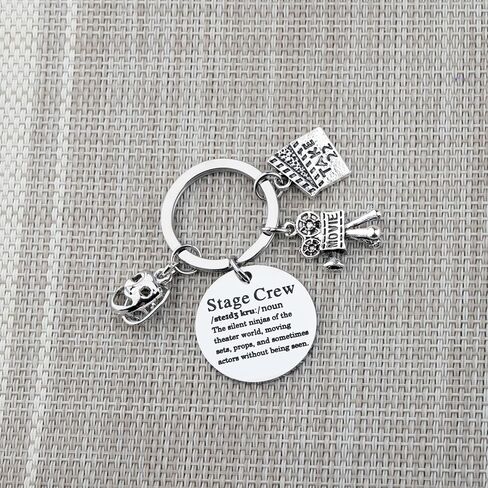 LQRI Stage Crew Definition Keychain Drama Mask Jewelry Theater Actor Gifts Comedy Masks Stage Manager Gift in Saudi Arabia