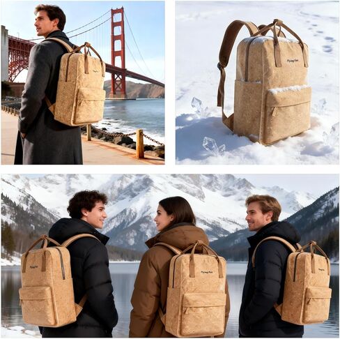 FLYINGFOX Wood Grain Design 16-inch Laptop Backpack for Men and Women Lightweight Dual-Shoulder Travel Backpack Ideal for Work and College Top Handle for Easy Carry in Saudi Arabia