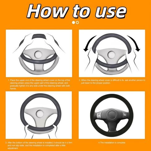 غطاء عجلة القيادة المدفأ العالمي 12 فولت لتدفئة عجلة القيادة 14.5-15.5 بوصة غطاء حماية عجلة القيادة التلقائي للسيارات والشاحنات والشاحنات (أسود 3) in Kuwait