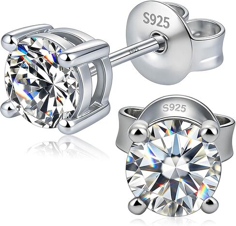 WES Moissanite Stud Earrings for Women Men - Hypoallergenic 925 Sterling Silver with 14K White Gold Plated Round Moissanite Earring in Saudi Arabia