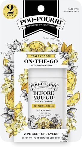 رذاذ المرحاض Poo-Pourri Before-You-Go، مجموعة متنوعة من 3 قطع - 1 أونصة سائلة لكل حجم جيب للسفر - الحمضيات الأصلية، والفانيليا الخزامى، والكركديه الاستوائية in Kuwait