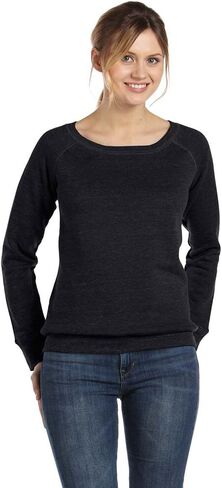 Bella + Canvas Ladies Fleece Wide Neck Sweatshirt, Small, Black in Saudi Arabia