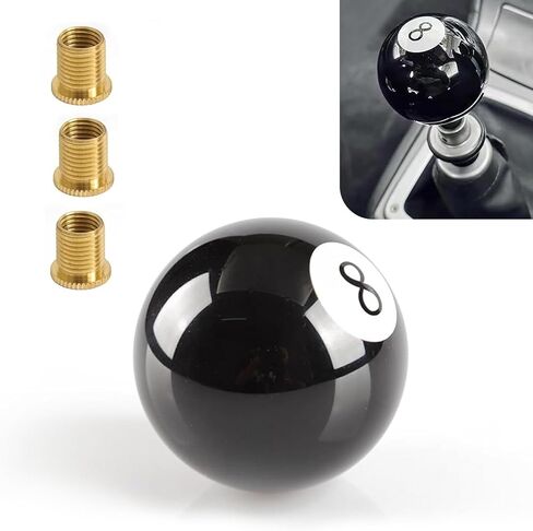 WZP Shift Knob Manual Gear, 8 Ball Round Shift Knob, Acrylic 5 6 Speed Shifter Knobs with 3 Threaded Adapter M8*1.25 M10*1.5 M12*1.25, Universal for Most Manual Gear Cars (Black) in Saudi Arabia