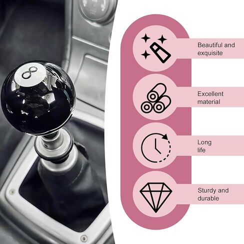 WZP Shift Knob Manual Gear, 8 Ball Round Shift Knob, Acrylic 5 6 Speed Shifter Knobs with 3 Threaded Adapter M8*1.25 M10*1.5 M12*1.25, Universal for Most Manual Gear Cars (Black) in Saudi Arabia