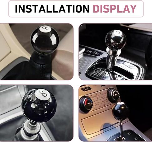 WZP Shift Knob Manual Gear, 8 Ball Round Shift Knob, Acrylic 5 6 Speed Shifter Knobs with 3 Threaded Adapter M8*1.25 M10*1.5 M12*1.25, Universal for Most Manual Gear Cars (Black) in Saudi Arabia