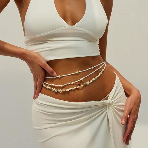 Belly Chain with Pendant Body Jewelry for Women Adjustable Waist Belt Summer Accessories in Saudi Arabia
