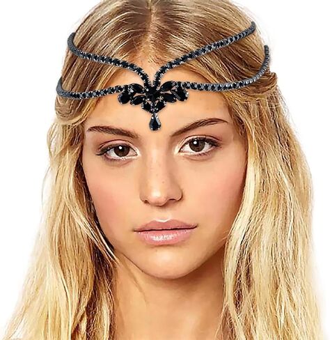 Tgirls Rhinestone Head Chain Crystal Layered Headpiece Wedding Hair Accessories for Women in Saudi Arabia