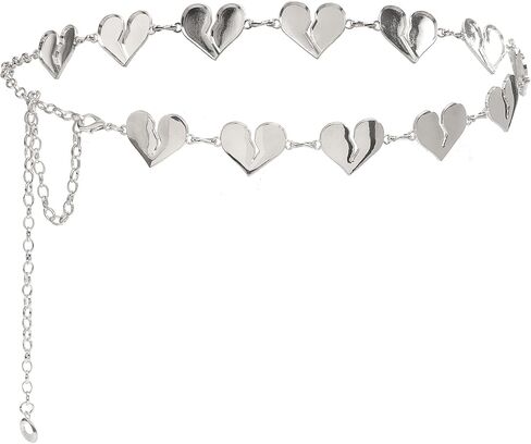 سلسلة بطن على شكل قلب للنساء - إكسسوار مجوهرات للجسم بسلسلة خصر فضية، حزام خصر قابل للتعديل لحفلات الزفاف في المهرجانات in Kuwait