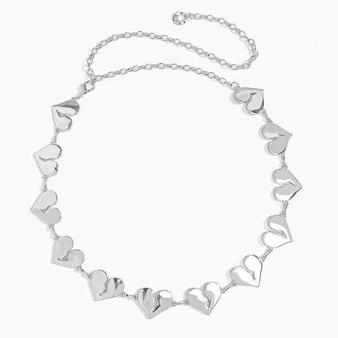 سلسلة بطن على شكل قلب للنساء - إكسسوار مجوهرات للجسم بسلسلة خصر فضية، حزام خصر قابل للتعديل لحفلات الزفاف في المهرجانات in Kuwait