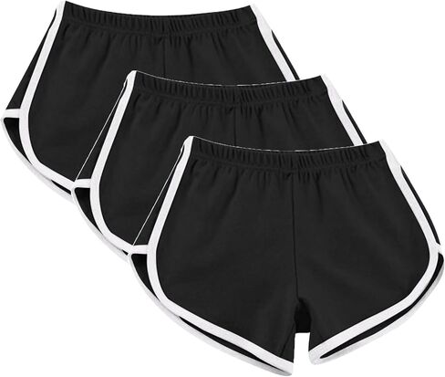 Women's Athletic Shorts 3 Pack Summer Running Active Elastic Waist Yoga Dolphin Shorts Workout Sports Lounge Short Pants in Saudi Arabia