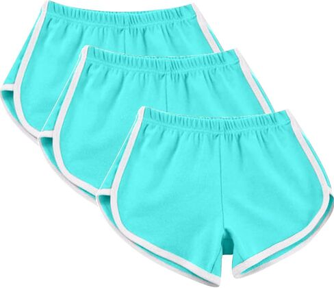 Women's Athletic Shorts 3 Pack Summer Running Active Elastic Waist Yoga Dolphin Shorts Workout Sports Lounge Short Pants in Saudi Arabia