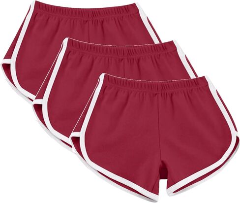 Women's Athletic Shorts 3 Pack Summer Running Active Elastic Waist Yoga Dolphin Shorts Workout Sports Lounge Short Pants in Saudi Arabia