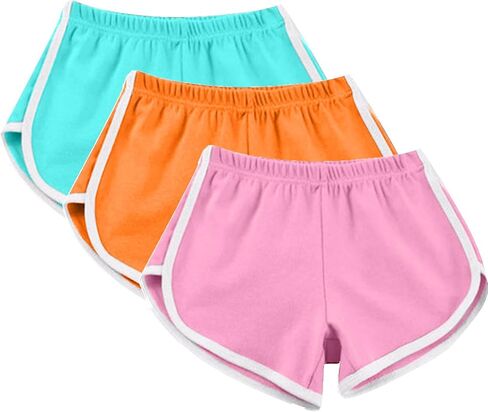 Women's Athletic Shorts 3 Pack Summer Running Active Elastic Waist Yoga Dolphin Shorts Workout Sports Lounge Short Pants in Saudi Arabia
