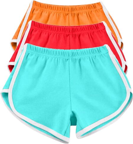 Women's Athletic Shorts 3 Pack Summer Running Active Elastic Waist Yoga Dolphin Shorts Workout Sports Lounge Short Pants in Saudi Arabia