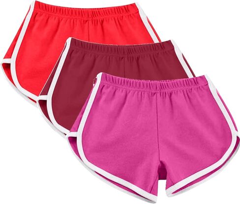 Women's Athletic Shorts 3 Pack Summer Running Active Elastic Waist Yoga Dolphin Shorts Workout Sports Lounge Short Pants in Saudi Arabia