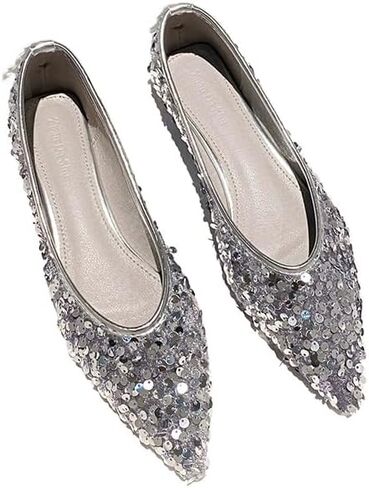 Women's Ballet Flats Flats Wedding, Dress, Fashion, Rhinestone, Pearl, Diamond, Pointed Toe, Low Heel, Dance, Work in Saudi Arabia