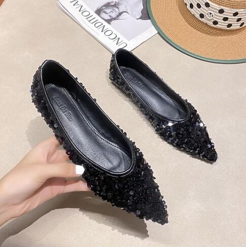Women's Ballet Flats Flats Wedding, Dress, Fashion, Rhinestone, Pearl, Diamond, Pointed Toe, Low Heel, Dance, Work in Saudi Arabia