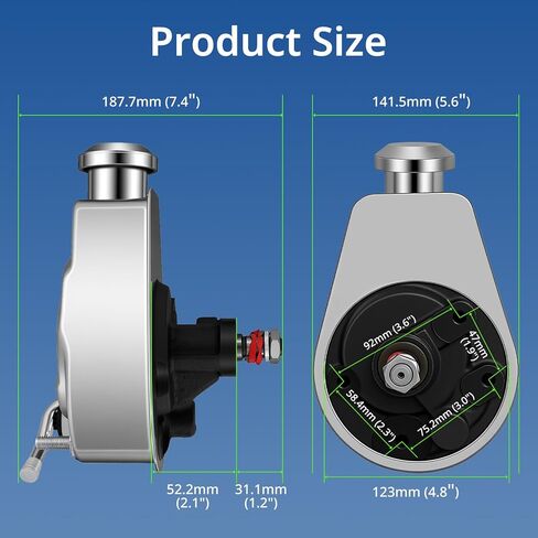 Chrome Power Steering Pump Saginaw P Series Steering Pump 5/8" Keyway Pulley Shaft Compatible with GM Chevy Chevrolet 1966-1974, Replace STP01S-2 in Saudi Arabia