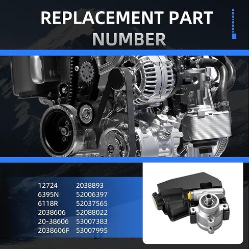 20-38606 Power Steering Pump with Reservoir for Jeep Cherokee 1991-1995, for Comanche 1991-1992, for Grand Cherokee 1993-1995, 4.0L L6, Power Assist Pump Replace# 2038606, 2038606F in Saudi Arabia