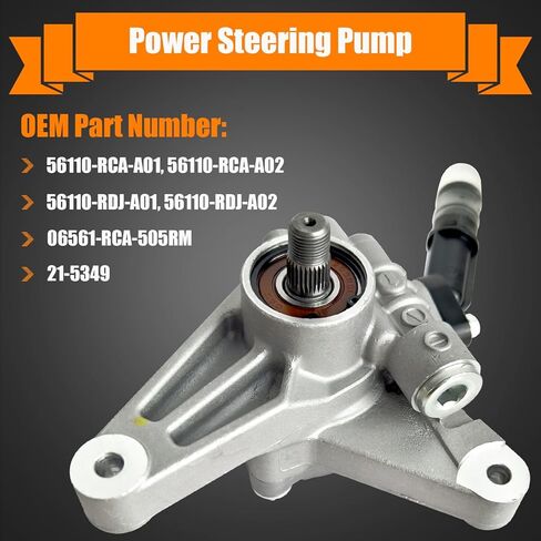 مضخة توجيه الطاقة 21-5349 تناسب 2003-2007 Honda Accord 3.0L V6، لـ 2003-2006 Acura MDX، استبدال مضخة مساعدة الطاقة OE # 56110-RCA-A01، 56110-RDJ-A02، 56110-RDJ-A01، 06561-RCA-505RM، 21-5349 in Saudi Arabia