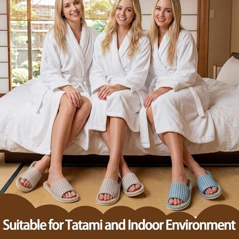 Shihanee 2 Pairs Bamboo Slippers for Women Men Summer Breathable Non-slip Soft Japanese House Slippers with Sole Odor-resistant Light Green Khaki Tatami Style Indoor Cooling Sandals, Size 7.5-8.5 in Saudi Arabia