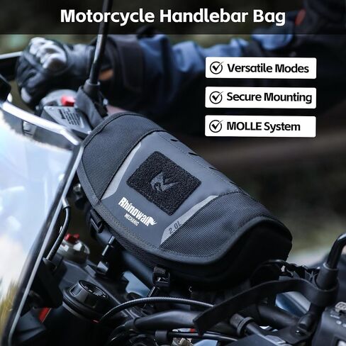 Rhinowalk 2L Motorcycle Handlebar Bag, Bar Bag with Rain Cover & Shoulder Strap for Dual Sport ADV Touring in Saudi Arabia