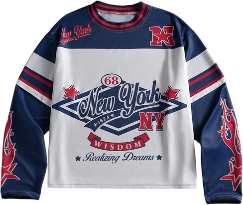 SOLY HUX Jersey Shirts for Men Y2k Number Letter Graphic Tees Long Sleeve T Shirt Streetwear Fall Clothes in Saudi Arabia