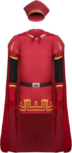 Men Costume Hat Outfits Red Cloak Top Robe Cape Headwear Halloween Cosplay Fancy Dress Clothes Full Set in Saudi Arabia