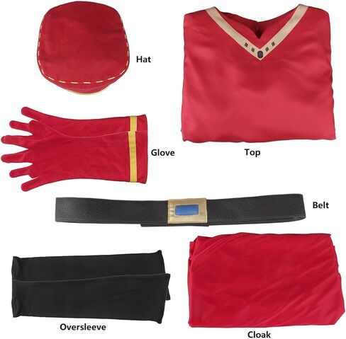 Men Costume Hat Outfits Red Cloak Top Robe Cape Headwear Halloween Cosplay Fancy Dress Clothes Full Set in Saudi Arabia