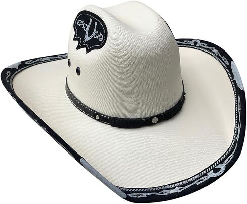 Authentic Mexican Vaquero Cowboy Hat Cream Color with Black Inlay in Saudi Arabia