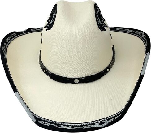 Authentic Mexican Vaquero Cowboy Hat Cream Color with Black Inlay in Saudi Arabia