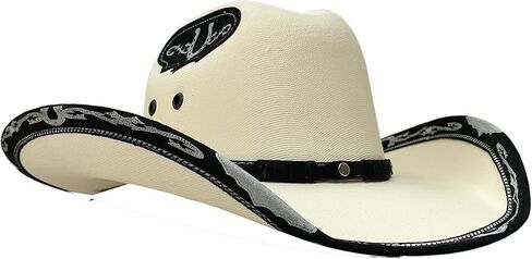 Authentic Mexican Vaquero Cowboy Hat Cream Color with Black Inlay in Saudi Arabia