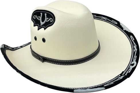 Authentic Mexican Vaquero Cowboy Hat Cream Color with Black Inlay in Saudi Arabia