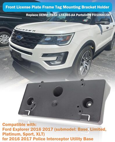 Front License Plate Frame for Ford Explorer 2016 2017 Front Bumper License Tag Plate Holder Mounting Bracket Replace # FB5Z17A385AA FO1068158 in Saudi Arabia
