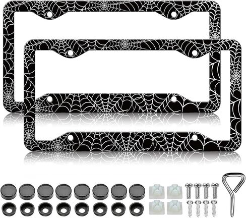 Beautiful Floral Print License Plate Frames - 2 Pack Vintage Flower License Plate Frame Holder,Aluminum Metal Rust-Proof Waterproof Car Decorative Tag Frames for Standard US Canada 12x6 Inch in Saudi Arabia