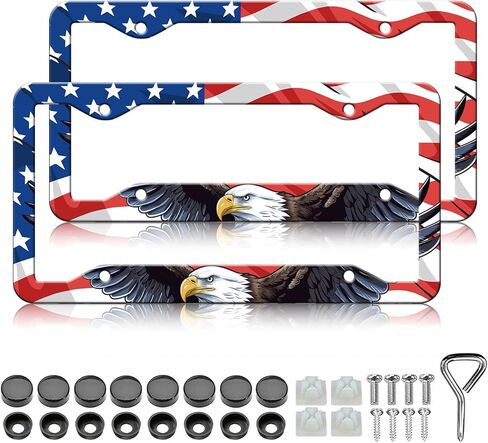 Beautiful Floral Print License Plate Frames - 2 Pack Vintage Flower License Plate Frame Holder,Aluminum Metal Rust-Proof Waterproof Car Decorative Tag Frames for Standard US Canada 12x6 Inch in Saudi Arabia